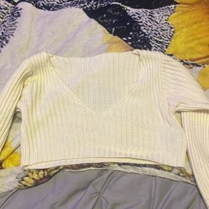 White knitted cropped long sleeve from shein